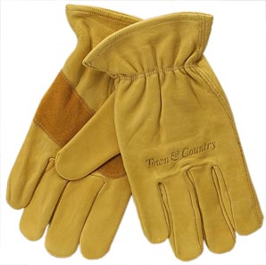 Unbranded Menand#39;s Leather Gardening Gloves, Tan, Size 9-10