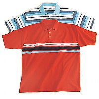 Mens Pack of 2 Short Sleeve Stripe Polo Shirts