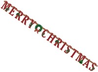 Unbranded Merry Christmas Illustrated Letter Banner 2.1m
