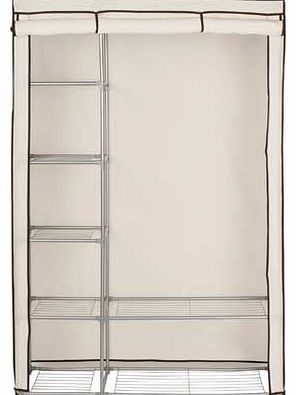 Unbranded Metal and Polycotton Double Wardrobe - Cream