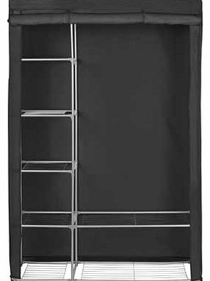 Unbranded Metal and Polycotton Triple Wardrobe - Black