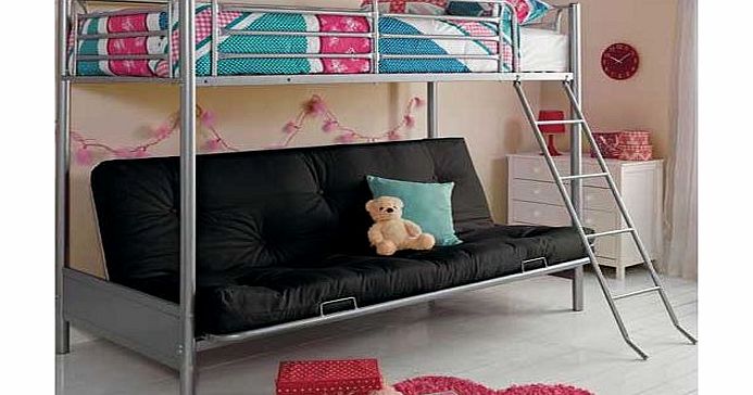 Unbranded Metal Black Futon Bunk Bed with Bibby Mattress