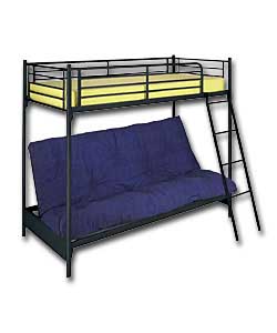 Metal Bunk Bed and Sofa with Denim Futon Mattress