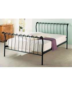 Metal Double Bedstead in Sleigh Style Design/Comfort Matt