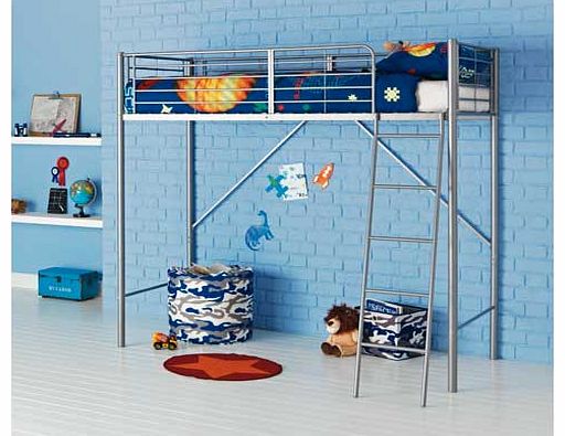 Make the most of the floor space in your childs room with this Metal High Sleeper Bed Frame with Elliott Mattress. Being a high sleeper. this bed gives you the option to turn the space under the bed into a work. storage or play area. The included Ell