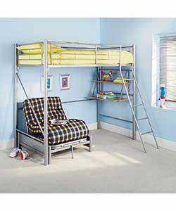 Metal High Sleeper with Foldout Chair and Desk