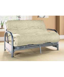 Tubular steel frame. Suitable for general domestic use. Packed flat for home assembly. Size futon