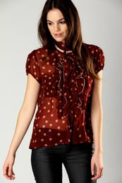 Unbranded Michelle Polka Dot Ruffle Blouse