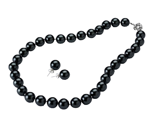 Unbranded Michiko Shell Pearl Necklace and Free Ear Studs Black