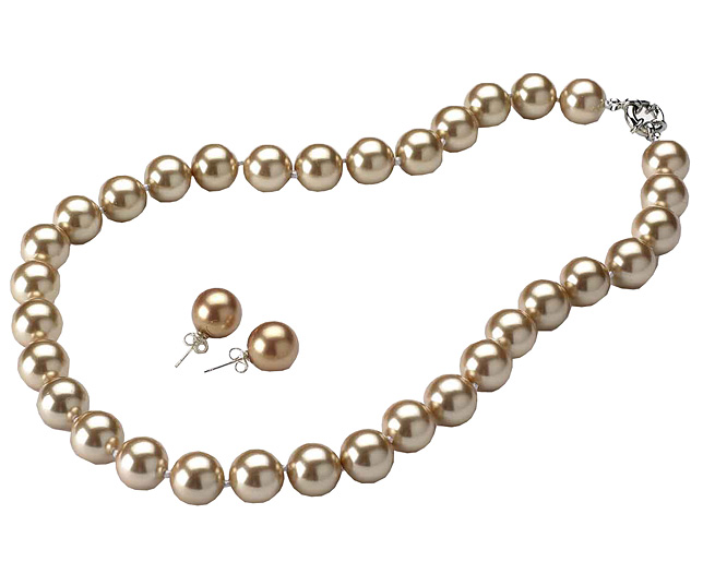 Unbranded Michiko Shell Pearl Necklace and Free Ear Studs Champagne