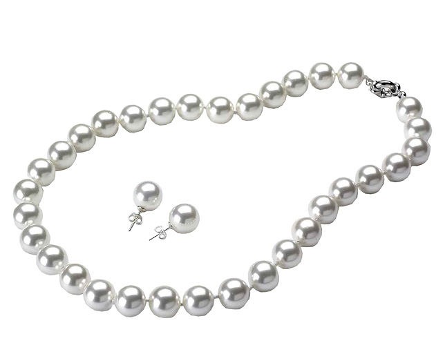 Unbranded Michiko Shell Pearl Necklace and Free Ear Studs White