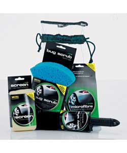 Complete kit of valeting essentials supplied in a re-usable drawstring bag.Includes a 40cm x 40cm