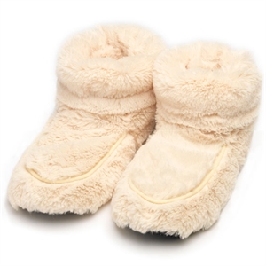 Unbranded Microwavable Furry Slipper Boots - Cream