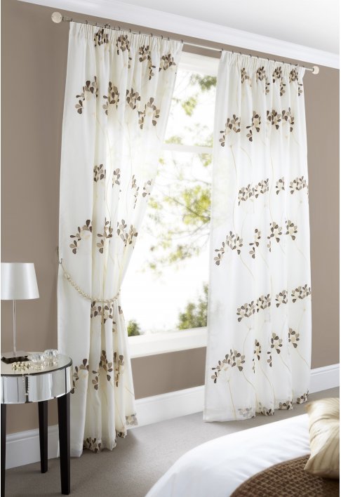Unbranded Midsummer Chocolate Lined Voile Curtains