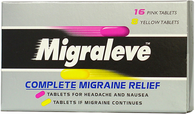 Migraleve 24x. Migraleve Pink tablet containing Paracetamol 500mg, Codeine phosphate 8mg, Buclizine 