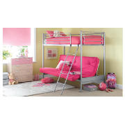 Unbranded Mika High-Sleeper with Double Futon, Pink with