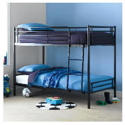 Unbranded Mika Twin Bunk Bed, Black with Silentnight Poppy