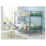 Unbranded Mika Twin Bunk Bed, Silver with Comfykids Blue