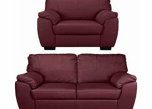 Unbranded Milano Regular Leather Sofa and Chair - Red