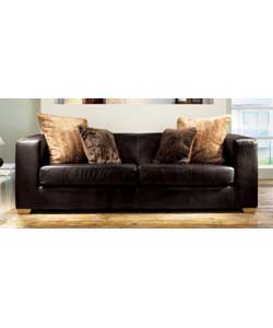 Millie Leather Large Sofa Chocolate