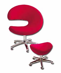 Milton Red Chair and Footstool