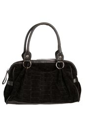 Unbranded Mina suede croc effect bowler bag