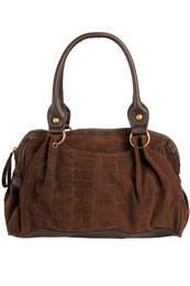 Unbranded Minda suede croc effect bowler bag