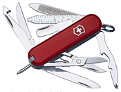Mini Champ (58mm):  Thin Blade  Nail File and Nail Cleaner  Cuticle Pusher  Screwdriver and Ruler