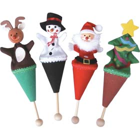 An amusing festive figure which can be made to play peek-a-boo  pop out of the cone and dance