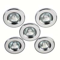 Mini Fixed Halogen Downlights Low Voltage 5 Pack Chrome Finish