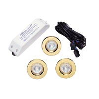Mini Fixed Low Voltage Halogen 3 Pack Brass Finish