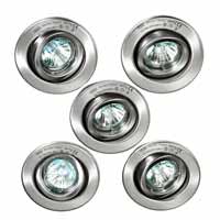 Mini Tilting Halogen Downlights Low Voltage 5 Pack Satin Chrome Finish