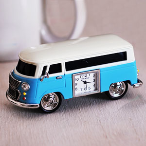 Unbranded Miniature Blue Camper Van Clock