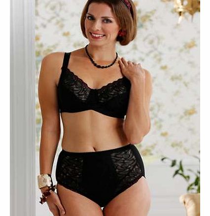 Underwired bra in beautiful lace with lined undercups and padded side support. Features an elevated front and decorative shoulder straps placed tightly together at the back on this specially designed lace lined back. Miss Mary of Sweden Bra Features: