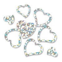 mixed silver holographic heart confetti