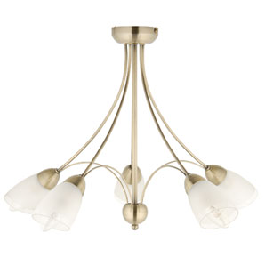 Mizar Ceiling Light- 5 Arm- Brass