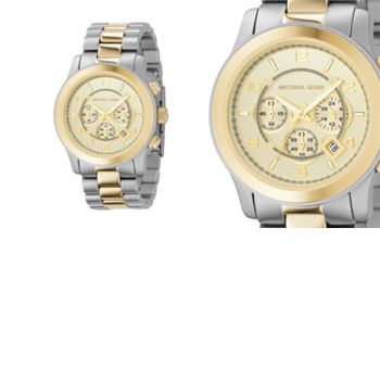 These watches by Michael Kors come in a practical silver stainless steel style. Michael Kors branded gift packaging gives way to a range of faces that comprise date function and large clear numerals.MK8098  Stainless Steel and Gold-Plated Chronograp