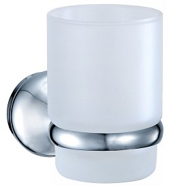 Unbranded Modern Chrome Tooth Brush Holder with Frosted Glass