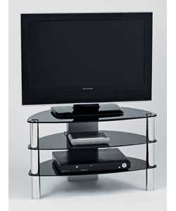 Suitable for up to 32in LCD and 28in CRT.Made of MDF, glass and steel tube.Suitable for a maximum TV