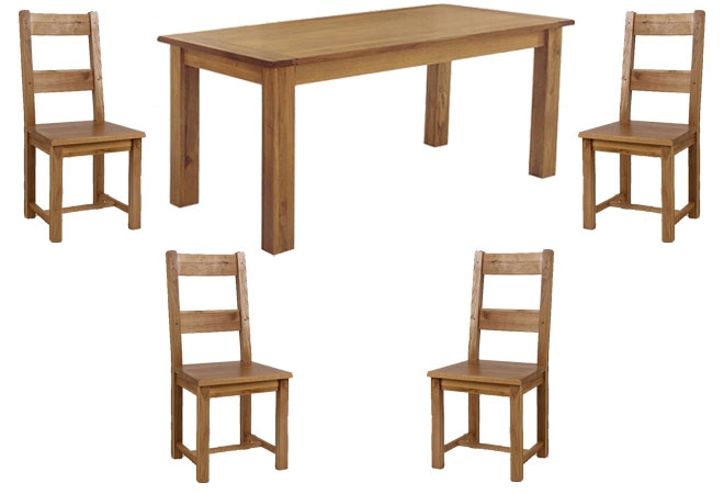 Unbranded Mon Chique Dining Table and 4 Oak Dining Chairs