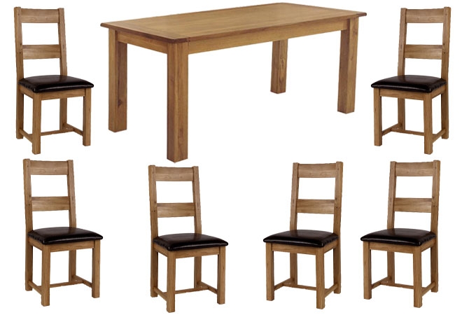 Unbranded Mon Chique Dining Table and 6 Oak and Leather