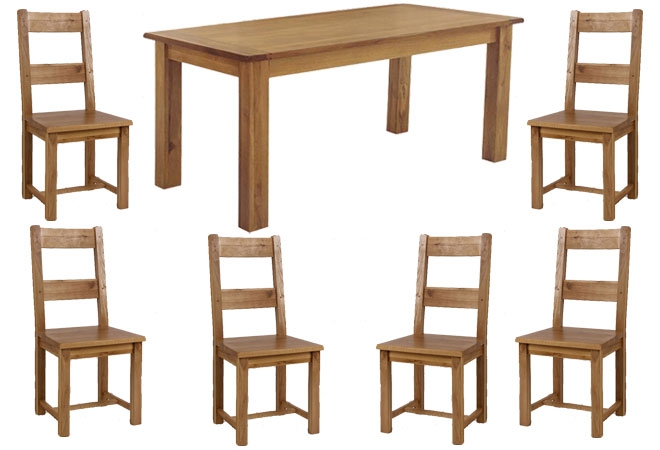 Unbranded Mon Chique Dining Table and 6 Oak Dining Chairs