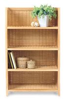 Solid topped natural pine and subtle cream furniture with co-ordinating rattan shelving or drawers