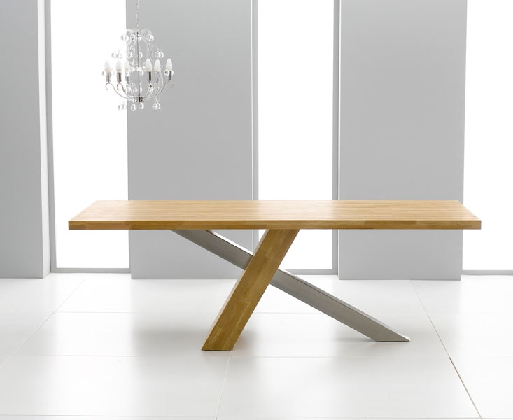 Unbranded Moreno Oak and Brushed Steel Dining Table - 180cm