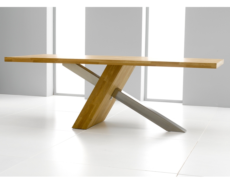 Unbranded Moreno Oak and Brushed Steel Dining Table - 225cm