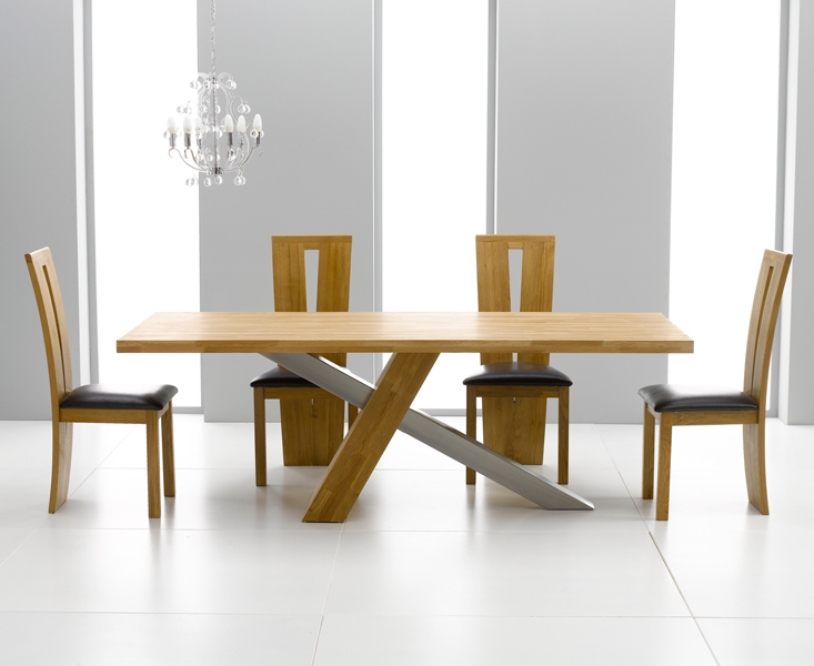 Unbranded Moreno Oak and Brushed Steel Dining Table -
