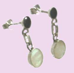 Mother of Pearl Round Drop Earrings