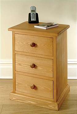 Unbranded Mottisfont Waxed 3 Drawer Bedside Cabinet (Wooden)