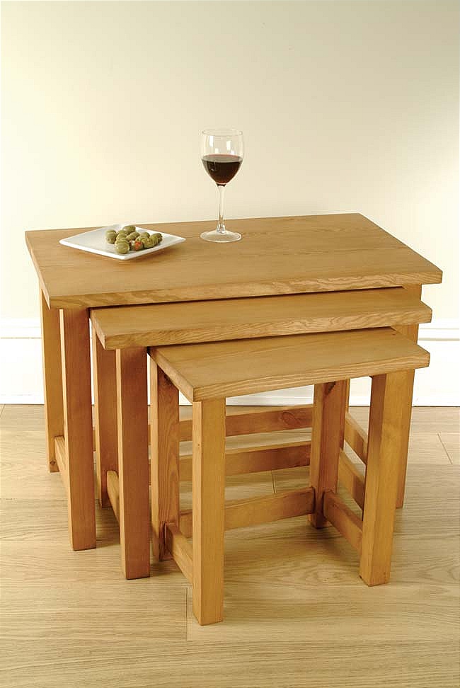 Unbranded Mottisfont Waxed Nest Of 3 Coffee Tables