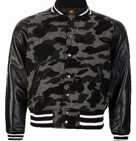 Unbranded Mr Bathing Ape Tweed Camo Varsity Jacket Black